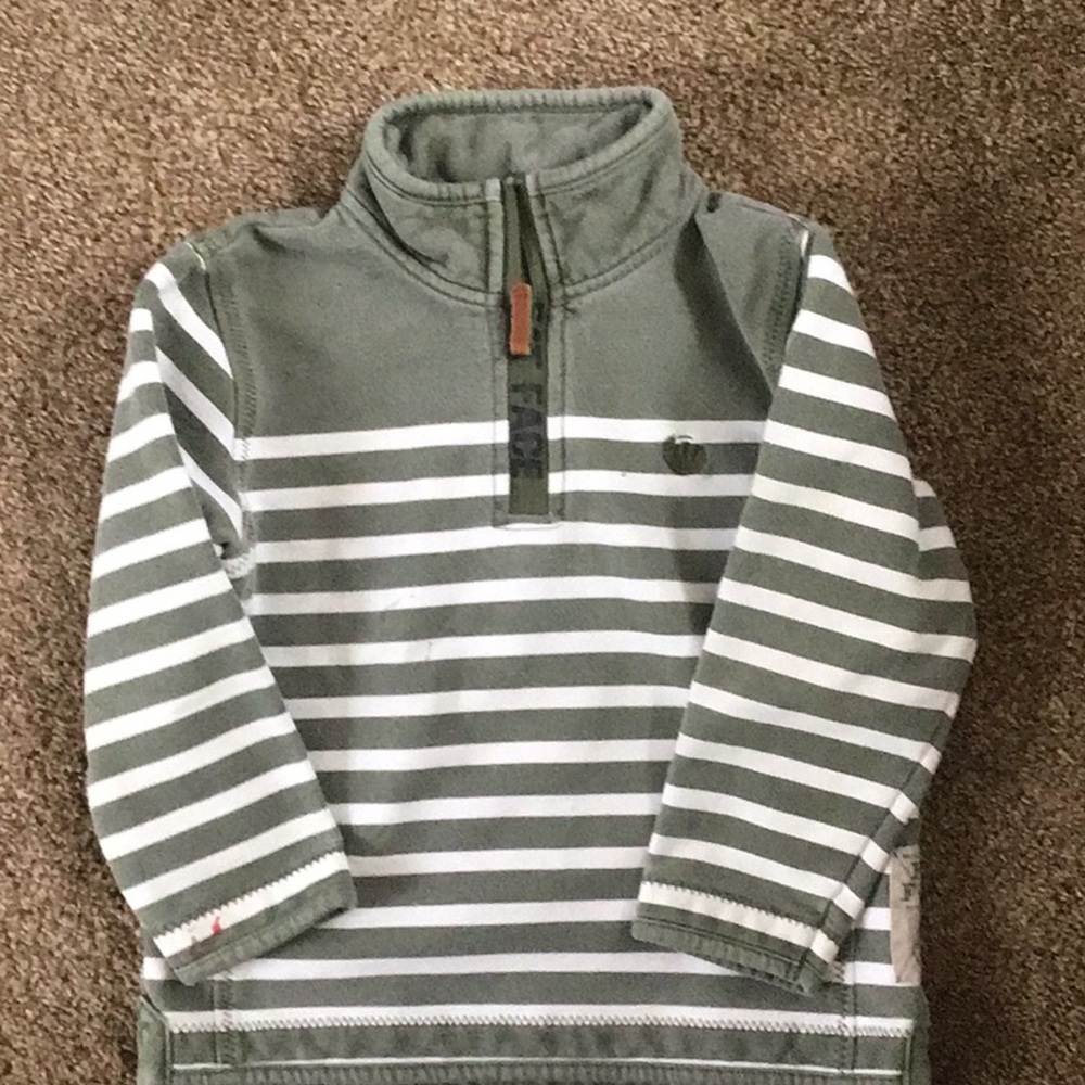 Fat Face 1/4 Zip sage green striped Striped Pullover age 4-5yr old